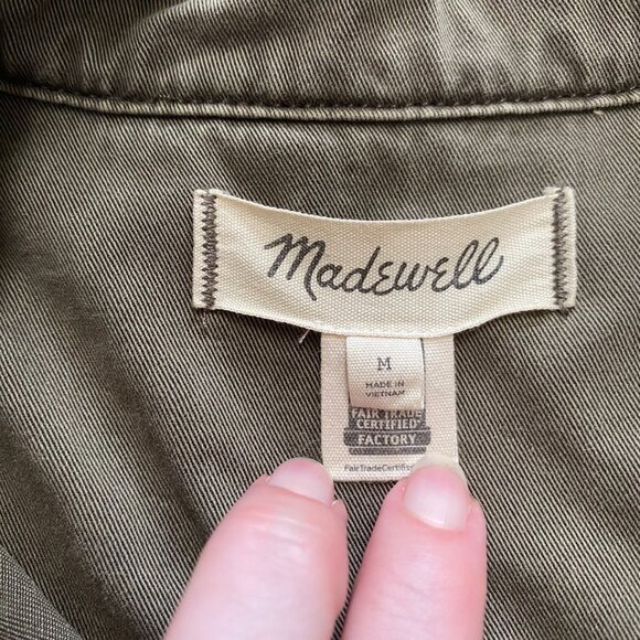 Madewell Womens Military Cargo Utility Button Up Belted Jacket M Green Classic - Picture 4 of 10